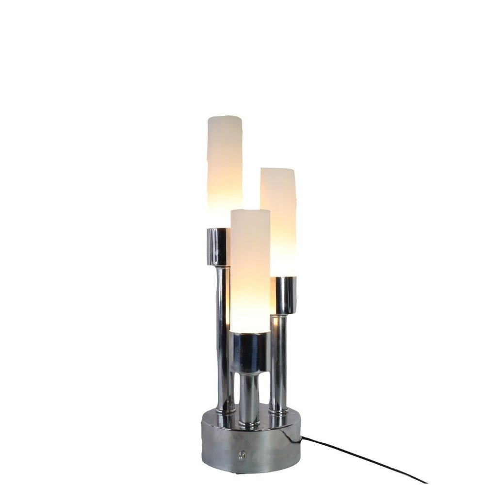 Vtg 70s Mid Century Modern MCM Robert Sonneman Chrome Tiered Candle Lamp Light